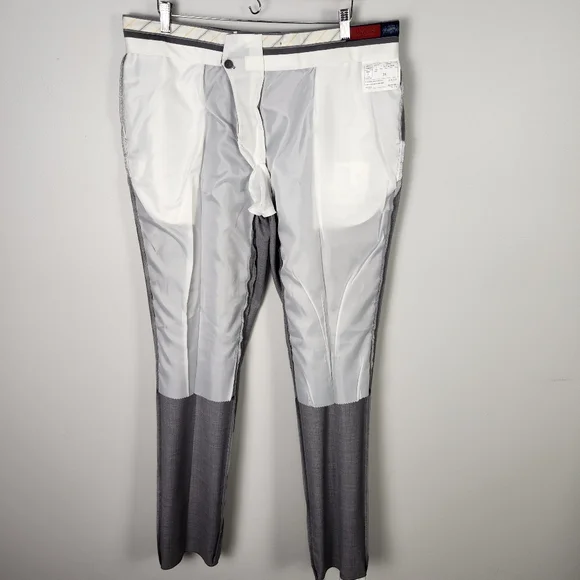Mantoni 100% Italian Super Fine Wool No Pleat Dress Pants In Gray Size 38R #0413 - Picture 8 of 14